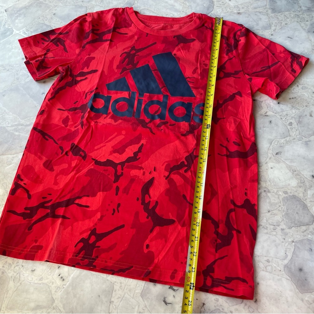 Adidas Red and Blue Short Sleeve Tee with Camo Abstract Pattern - Picture 3 of 5